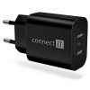 CONNECT IT Voyager2 nabíjecí adaptér 1×USB-C, 25W PD, černá (CWC-2070-BK)