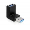DeLock adaptér USB 3.0 samec - USB 3.0 samice pod úhelem 90° vertikálně (65339)