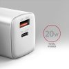 AXAGON ACU-PQ20W nabíječka do sítě 20W, 2x port (USB-A + USB-C), PD3.0/PPS/QC4+/AFC/Apple, bílá (ACU-PQ20W)