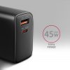 AXAGON ACU-PQ45 GaN nabíječka do sítě 45W, 2x port (USB-A + USB-C), PD3.0/PPS/QC4+/SFC 2.0/AFC/Apple (ACU-PQ45)
