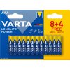 Varta LR03/8+4 Longlife POWER (HIGH ENERGY), alkalická baterie, typ AAA, 12 ks (4008496659203)