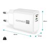 CONNECT IT DUPLEX Nabíjecí adaptér 1xLightning + 1×USB-C, 20W, kabel 27W, BÍLÝ (CWC-2090-WH)
