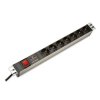 DIGITUS 19” PDU, 1U hliník, SCHUKO -> 7x CEE 7 / 4 , Přepěťová ochrana, 16A, vypínač (DN-95407)