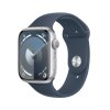 Apple Watch Series 9 45mm Stříbrný hliník s ledově modrým sportovním řemínkem - S/M (MR9D3QC/A)