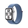 Apple Watch SE Cellular 40mm Stříbrný hliník s ledově modrým provlékacím sportovním řemínkem (MRGQ3QC/A)