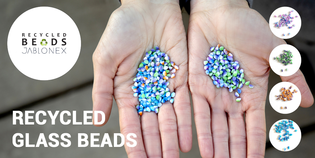 Recycled Glass Beads by Jablonex. Tiny bi-cones colours