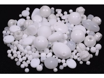 Mix of glass pressed beads white