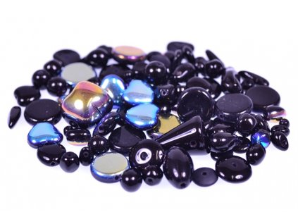 mix of glass pressed beads black