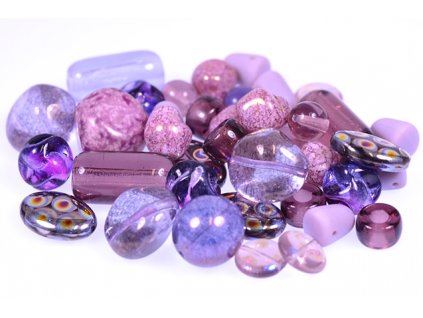 Mix mačkané korálky fialový