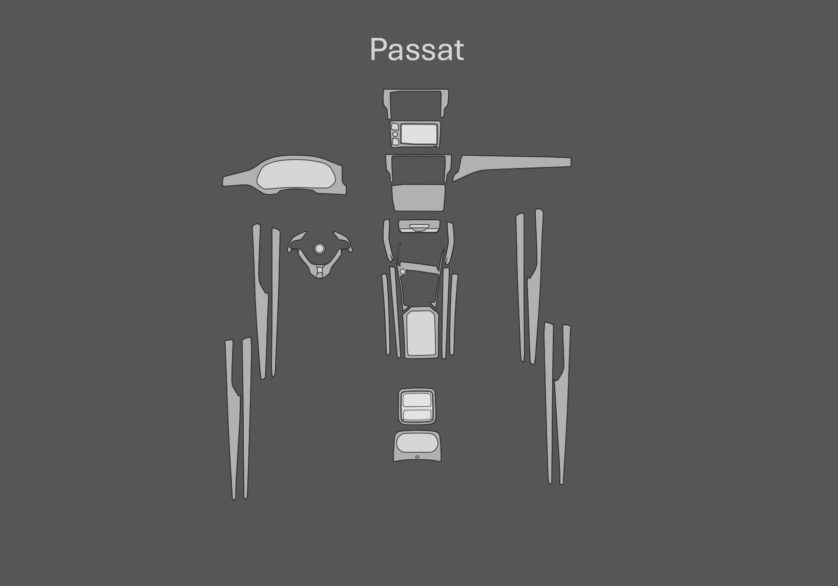 JEM PPF předřezaná fólie interiér Volkswagen Passat Fólie: Carbon