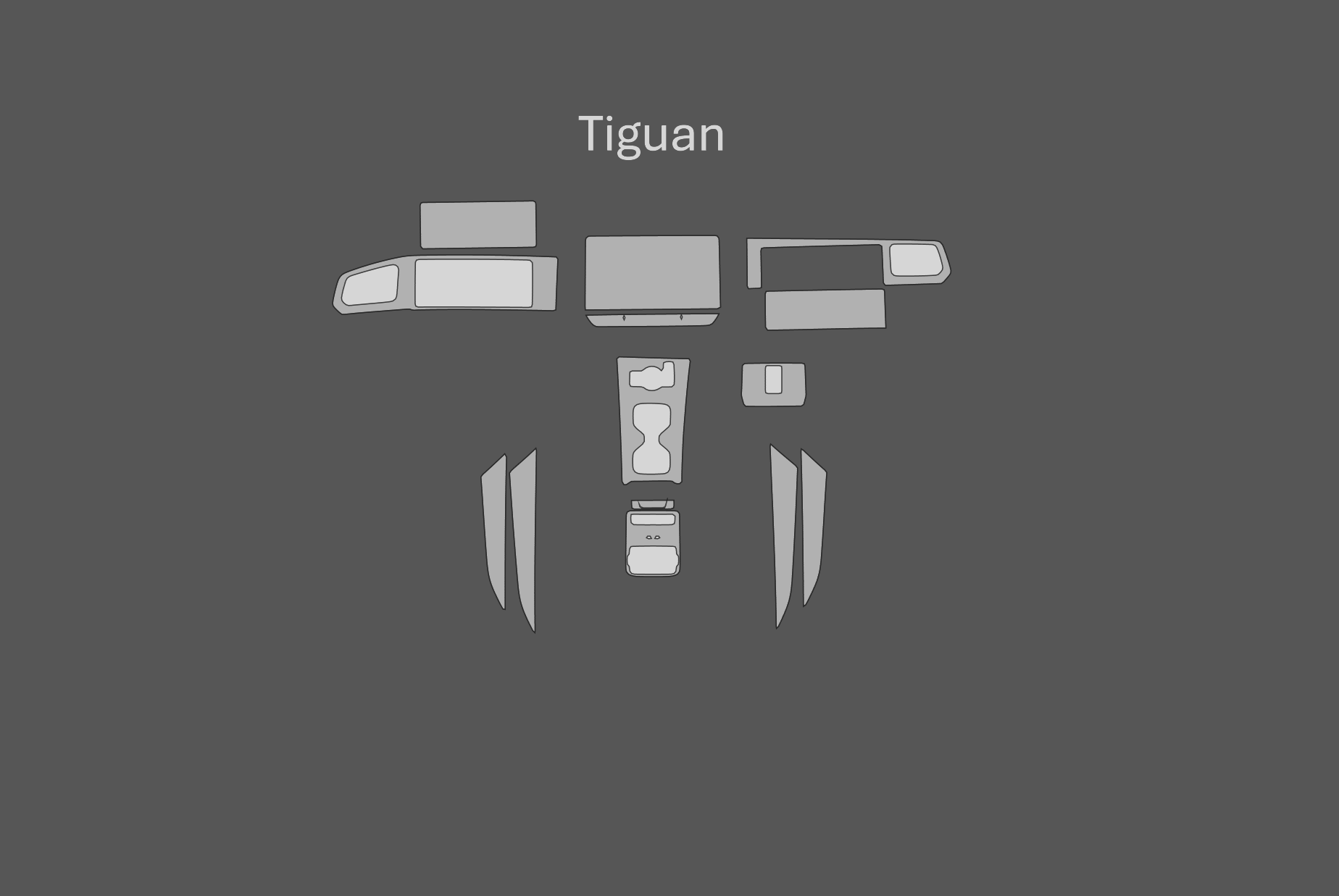 JEM PPF předřezaná fólie interiér Volkswagen Tiguan Fólie: Černý lesk