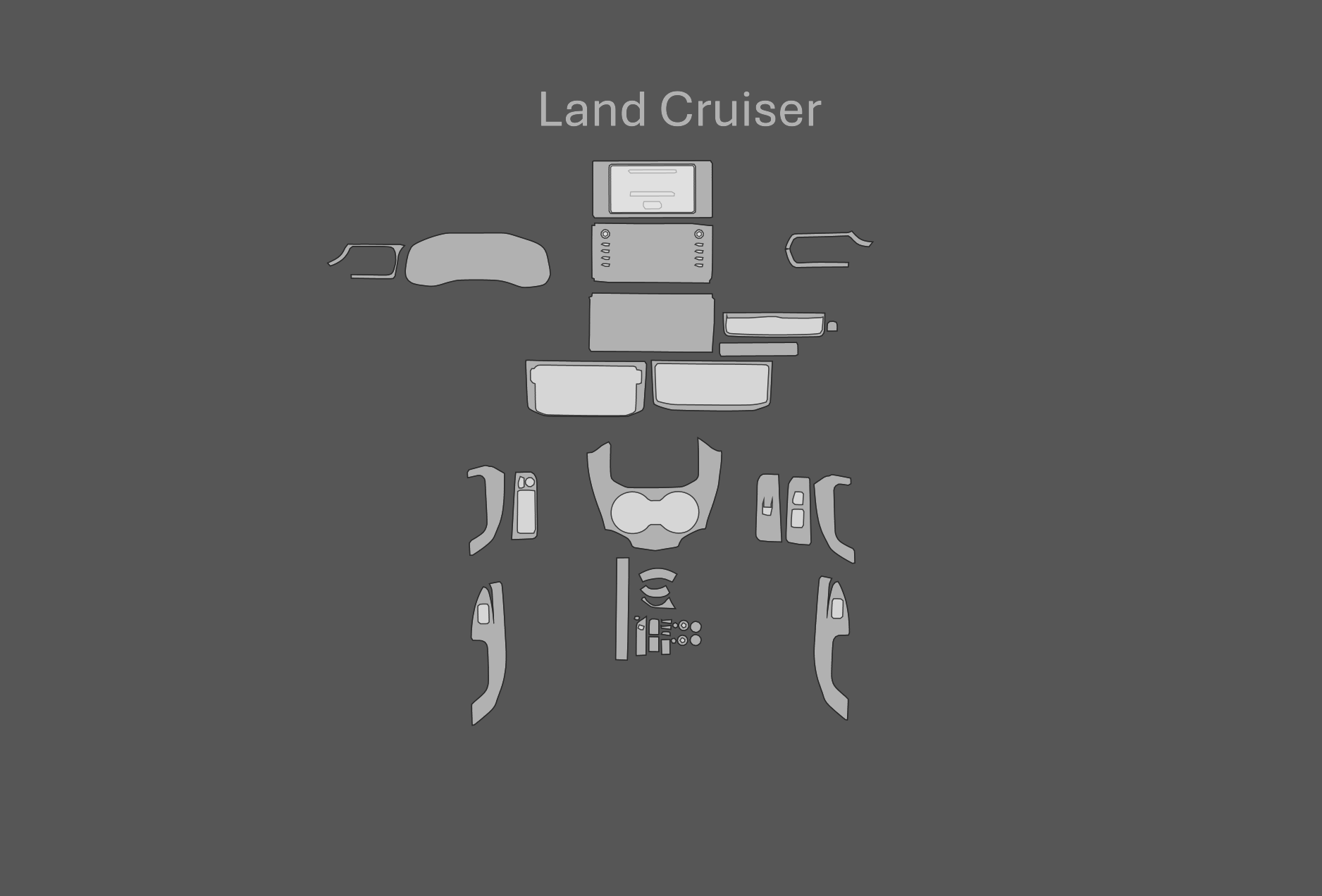 JEM PPF předřezaná fólie interiér Toyota Land Cruiser Fólie: Černý lesk