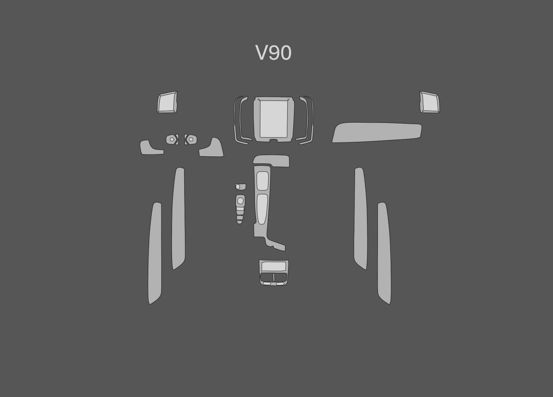JEM PPF předřezaná fólie interiér Volvo V90 Fólie: Černý lesk