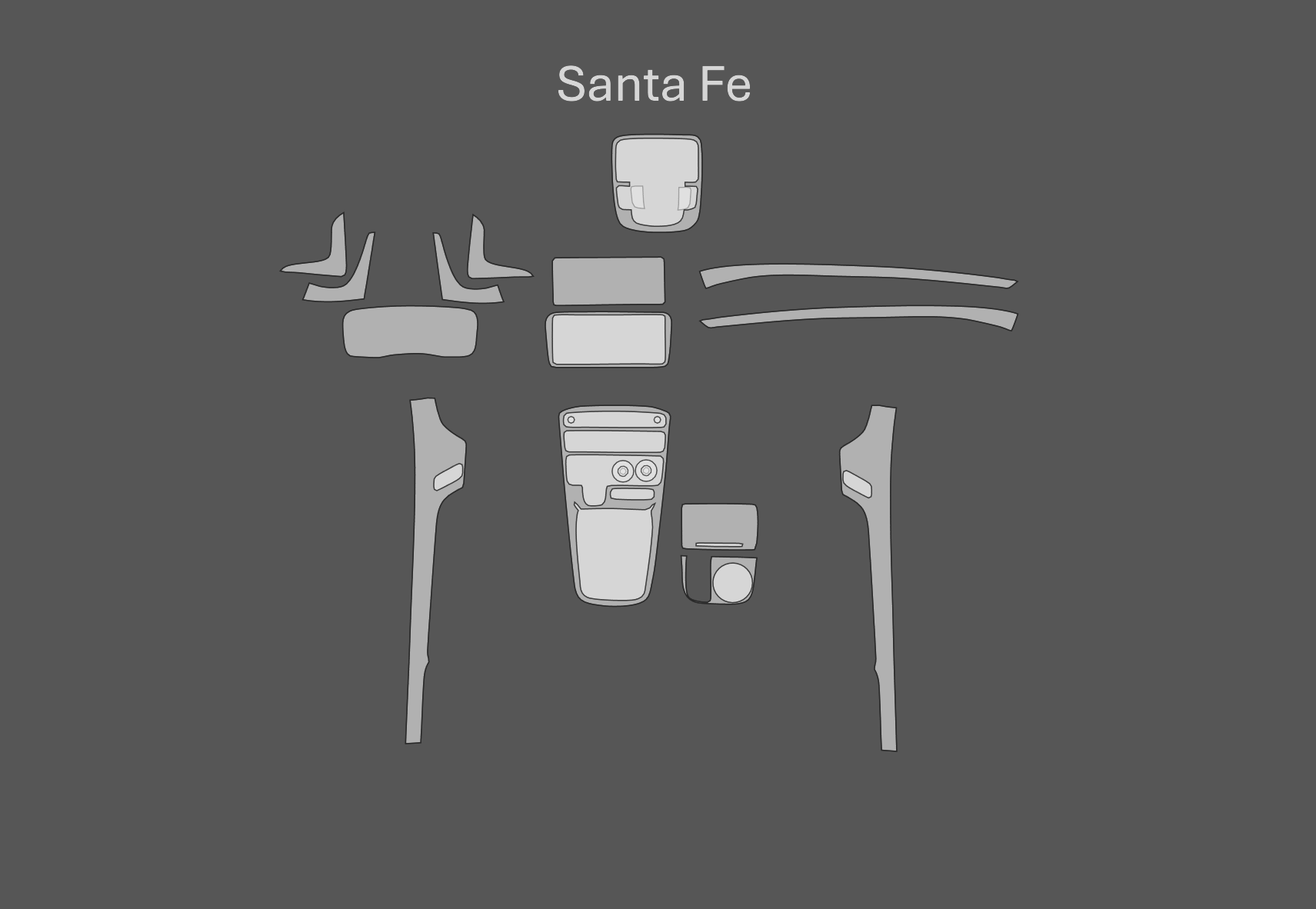 JEM PPF předřezaná fólie interiér Hyundai Santa FE Fólie: Černý lesk