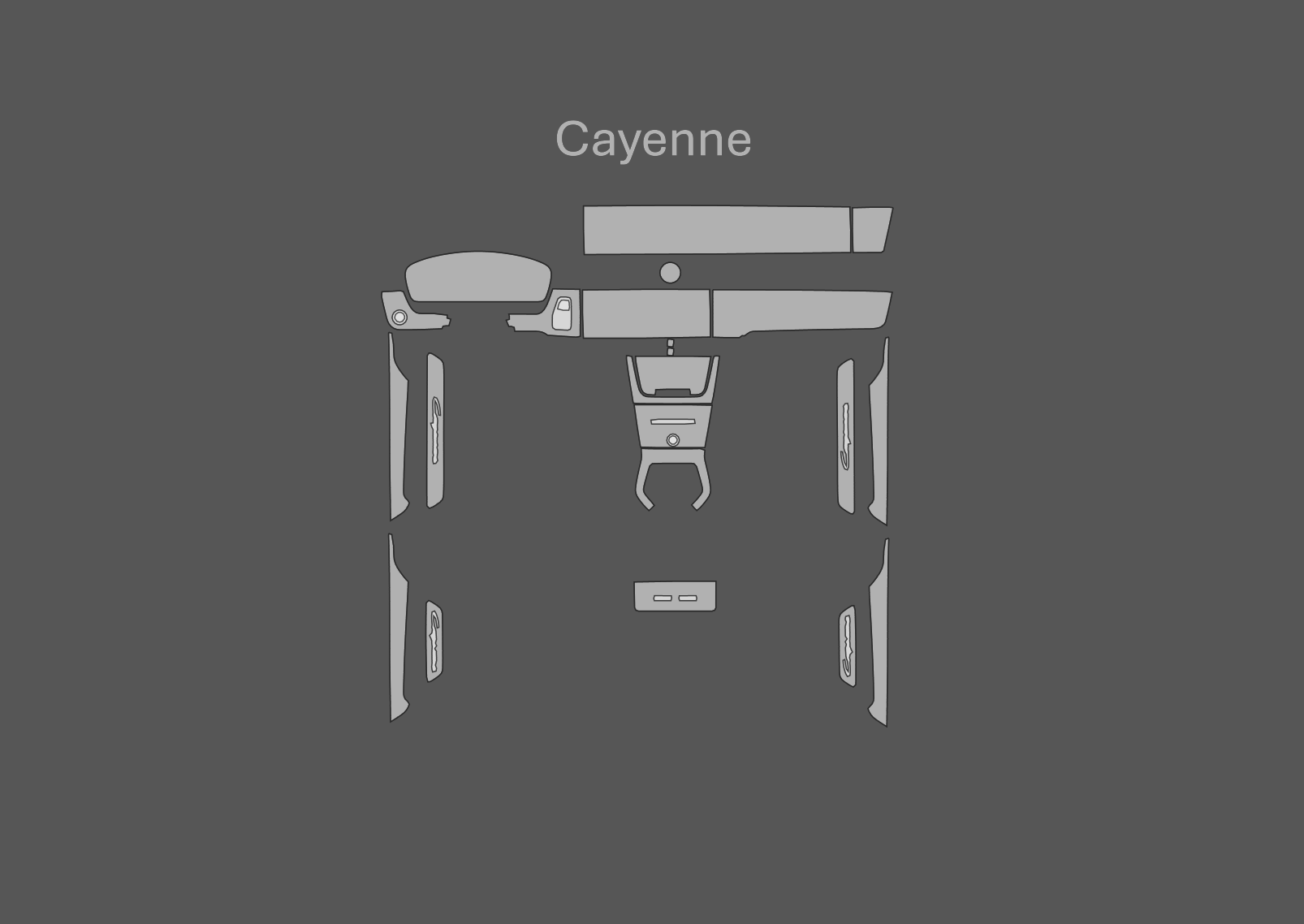 JEM PPF předřezaná fólie interiér Porsche Cayenne Fólie: Transparentní