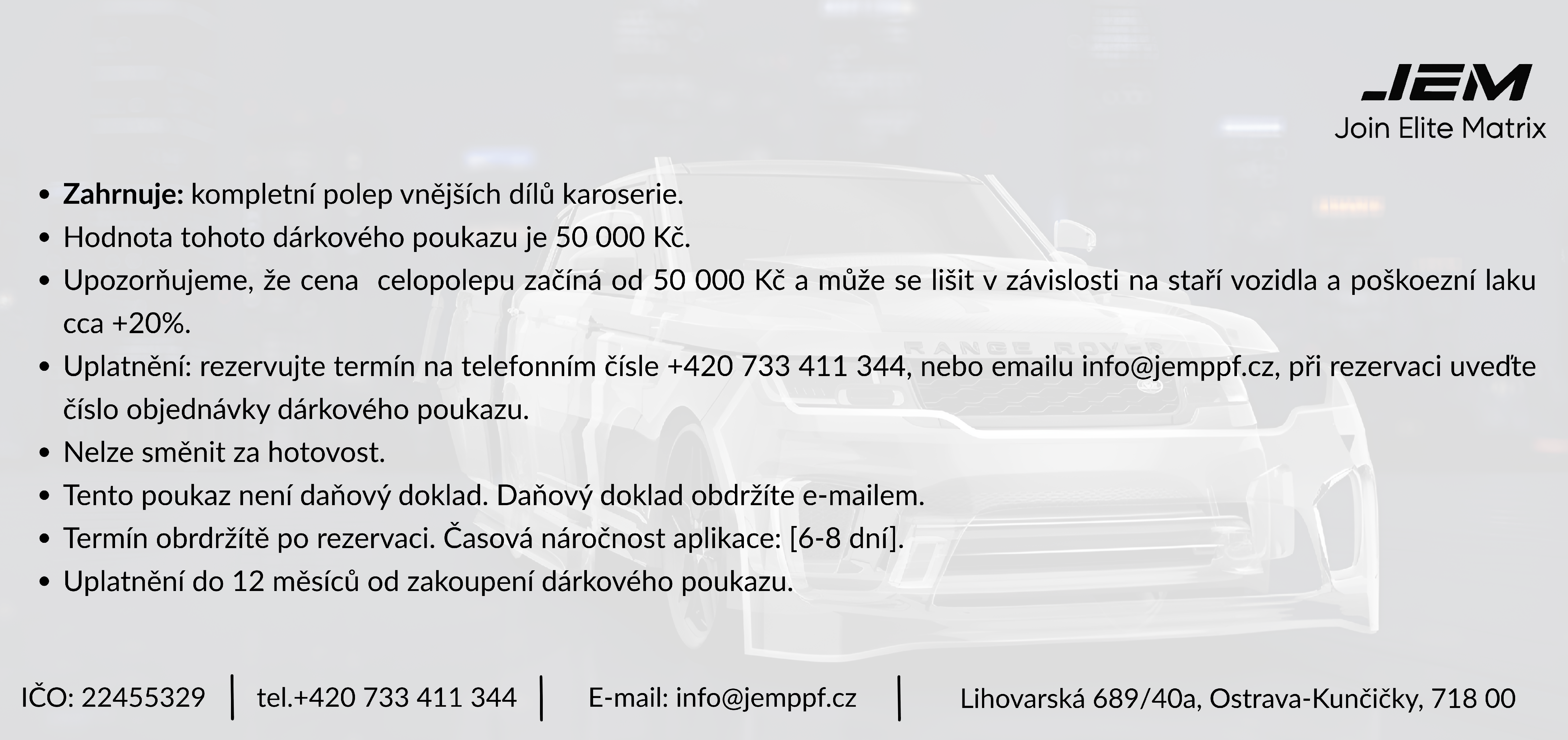 Dárkový poukaz-Celopolep do PPF