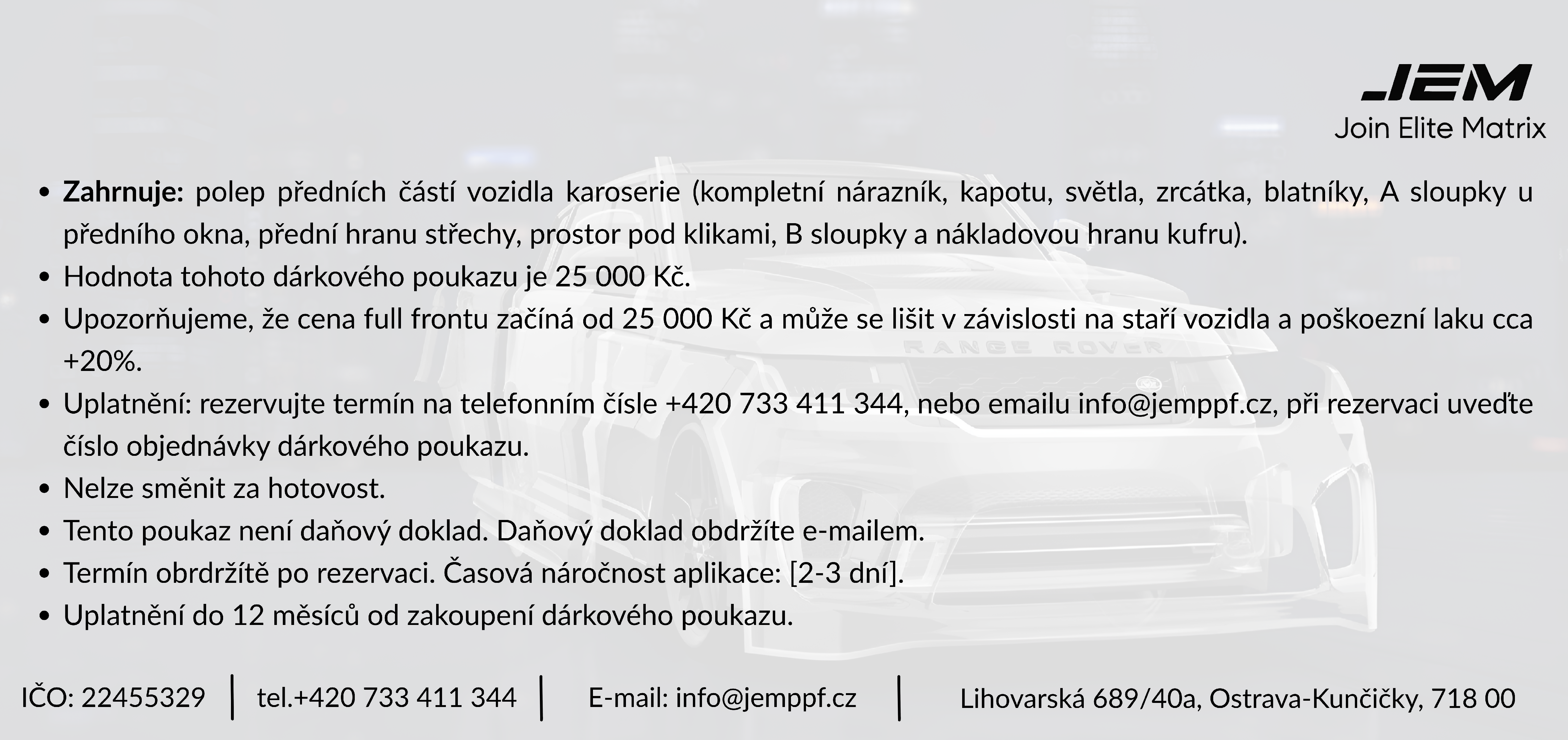 Dárkový poukaz-Full Front do PPF
