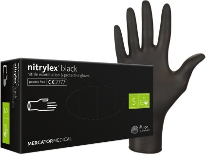 mercator nitrilove jednorazove rukavice cerne bez pudru 100 ks s