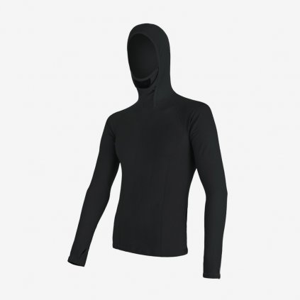 Pánské tričko Sensor Merino DF s kapucí L/S - Černé (Velikost XL)