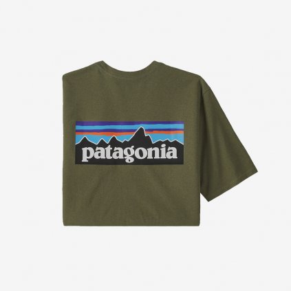 Pánské tričko Patagonia P-6 Logo Responsibili - Zelené