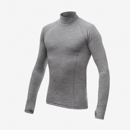 Pánské tričko Sensor Merino Bold s límečkem L/S - Šedé (Velikost XL)