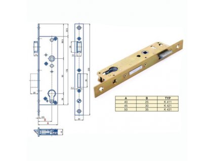 Zámek zadlabací K 431 P-L 35/50/90 ZB