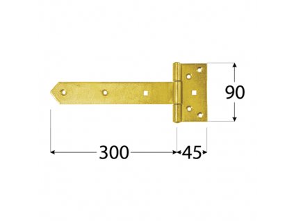 Závěs brankový 300x45x90x35x3,0 mm