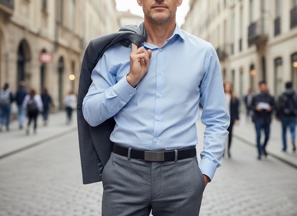 Elegantní pánský opasek na modelu