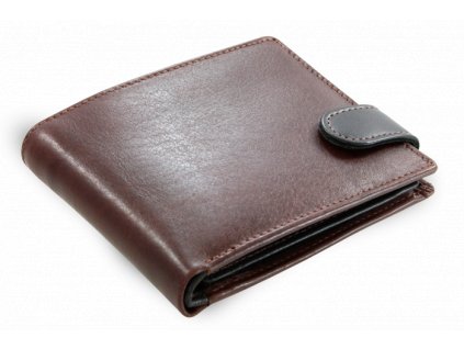 Hnědo-černá pánská kožená peněženka (Barva Černá)