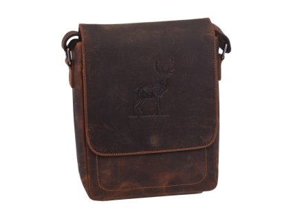 Pánské kožené crossbody tmavěhnědý hunter embos jelen celý 250909 (Barva Hnědá)