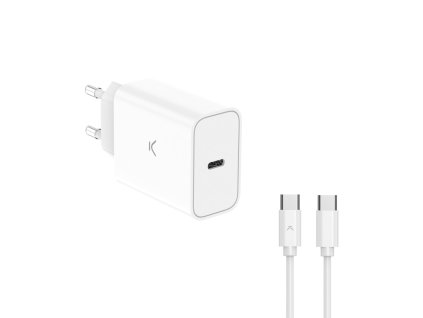 ksix 30 w wall charger pps power delivery ultra fast charge usb c 60 w usb c to usb c cable 1 m white