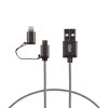 Ksix nabíjecí a datový kabel 2v1 Micro-USB/lightning na USB, kovový (Barva Zlatá)