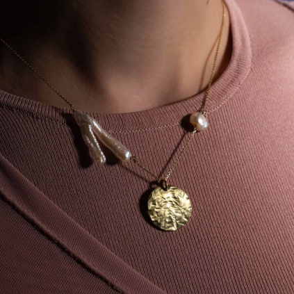 Necklace Pendant with medallion – gold-plated sterling silver 925/1000  Dick Wolf