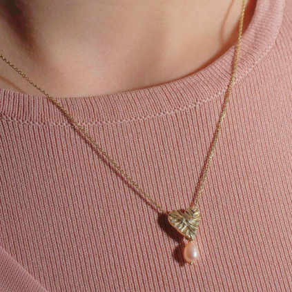 Necklace Heart – Pearl + Gold-plated sterling silver 925/1000  Dick Wolf