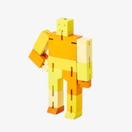 cubebot detska drevena hracka zluta