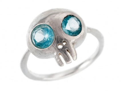 Ring Skull With Topazes Ag