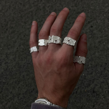 Ring Jan Glyphs - wide – Sterling silver 925/1000  Ondřej Stára