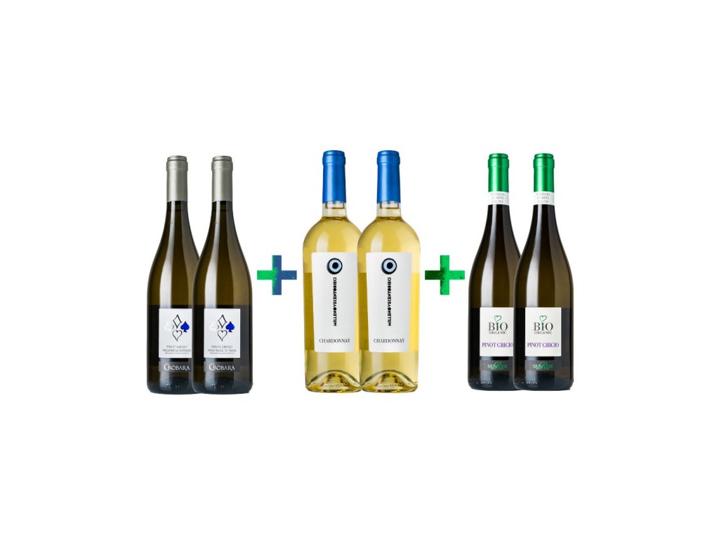 AKCE 2+2+2 - Pinot Grigio Crobara, Pinot Grigio Guarini, Chardonnay Millenovecentodieci