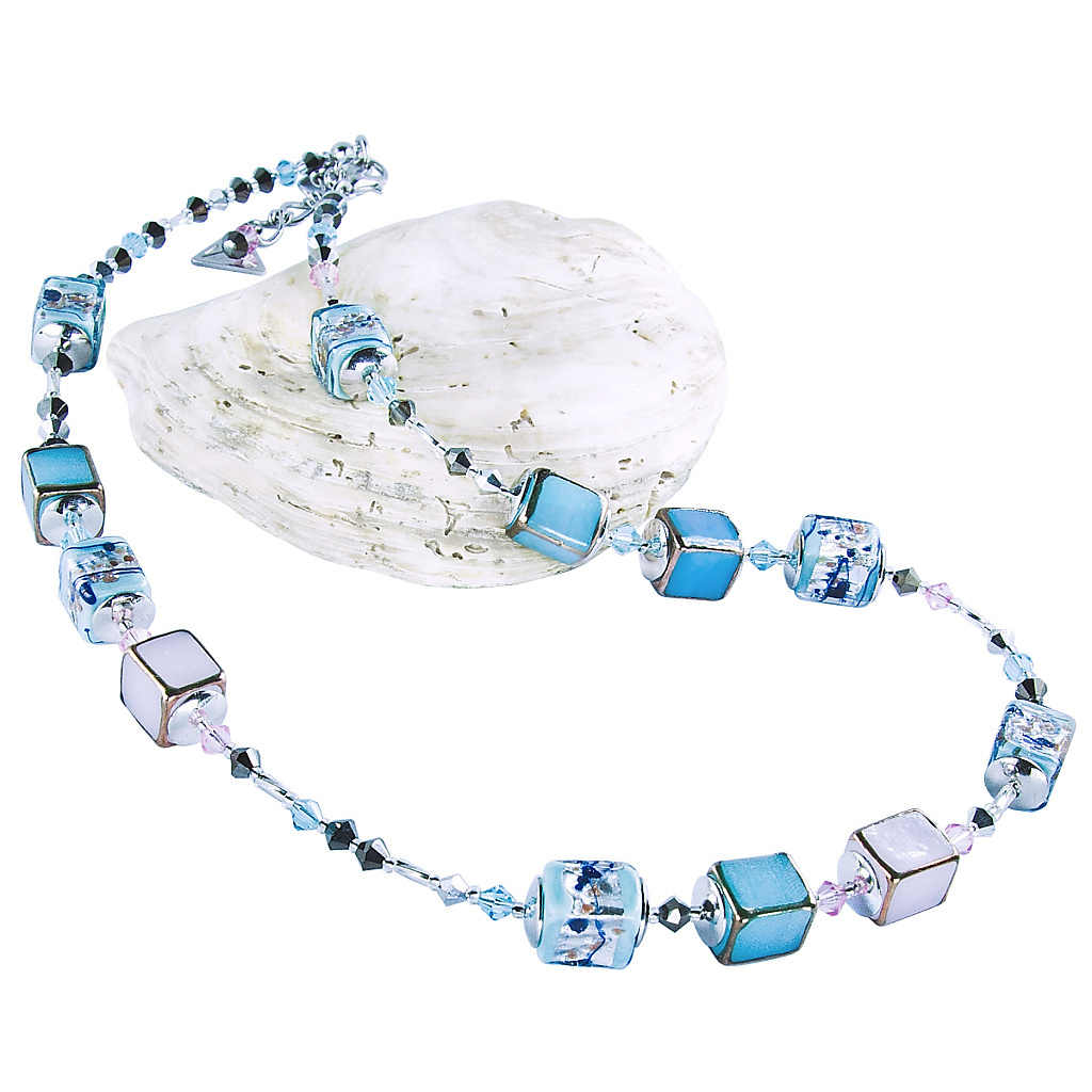 Crystal Spring necklace with Lampglas pearl