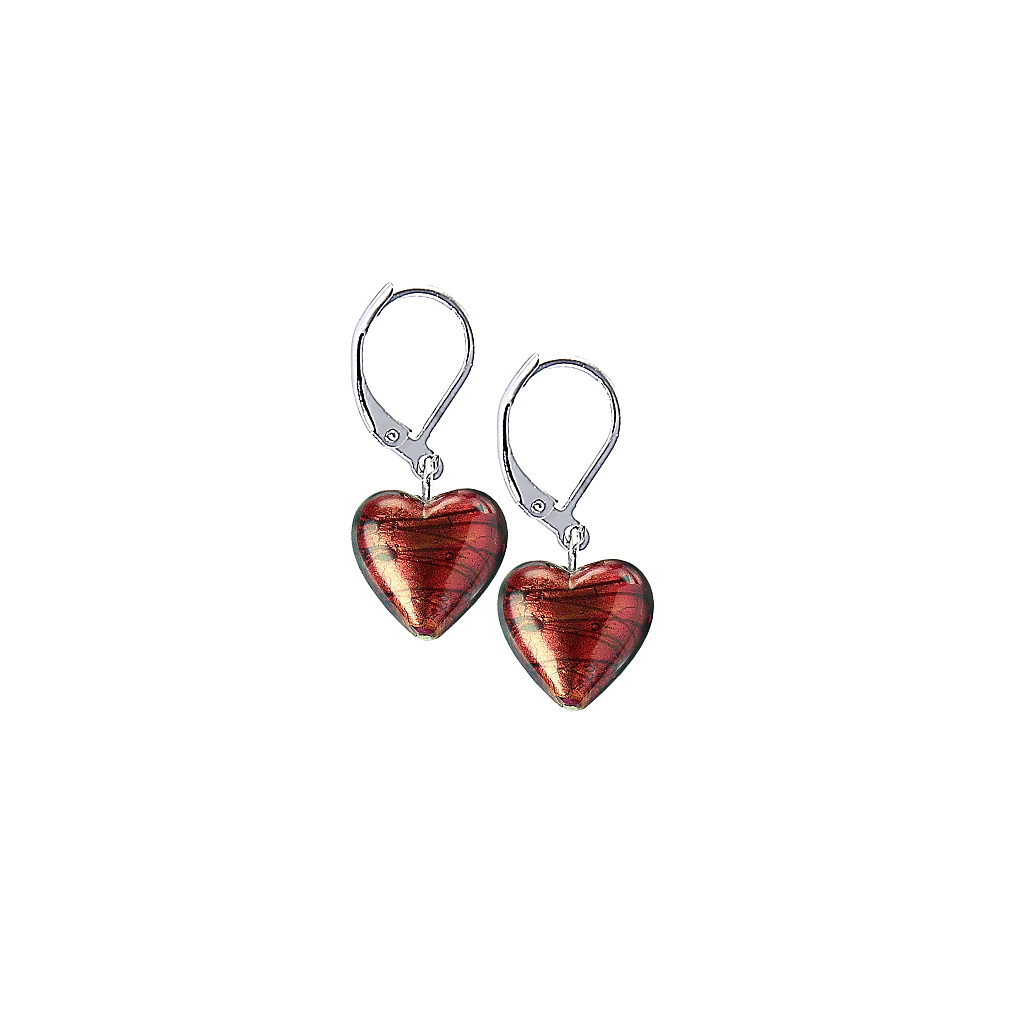 Fire Heart earrings with 24k gold in Lampglas pearls