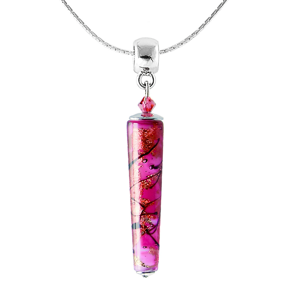 Sakura Rollers necklace with 24k gold in Lampglas pearl