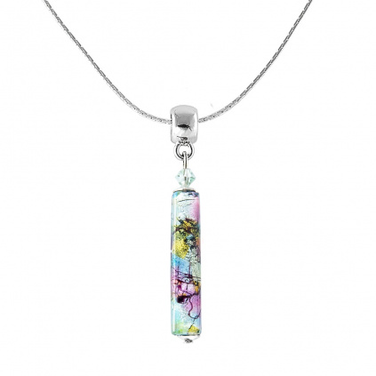 Jemný náhrdelník Fantasy World s ryzím stříbrem v perle Lampglas