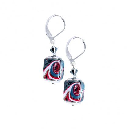 Mayan Cube earrings with Lampglas pearl