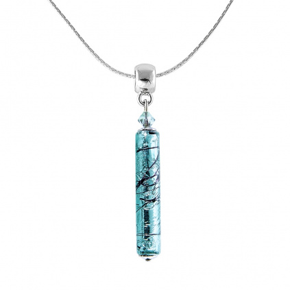 Náhrdelník Turquoise Love s ryzím stříbrem v perle Lampglas