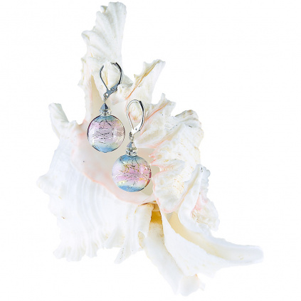 Náušnice Pastel Dream s ryzím stříbrem v perle Lampglas