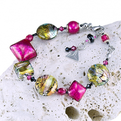 Sweet Candy bracelet with 24k gold and sterling silver in Lampglas pearls