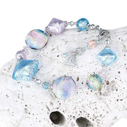 Pastel Dream bracelet with sterling silver in Lampglas pearls