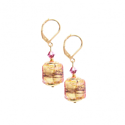 Glowing Desert earrings with 24k gold in Lampglas pearls