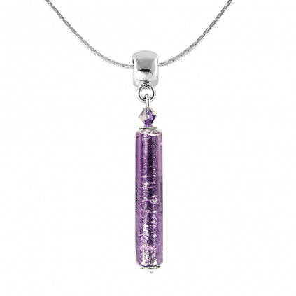 Náhrdelník Purple Passion s ryzím stříbrem v perle Lampglas