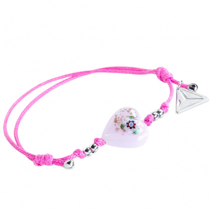 Náramek Pink Flower s unikátní kresbou v perle Lampglas
